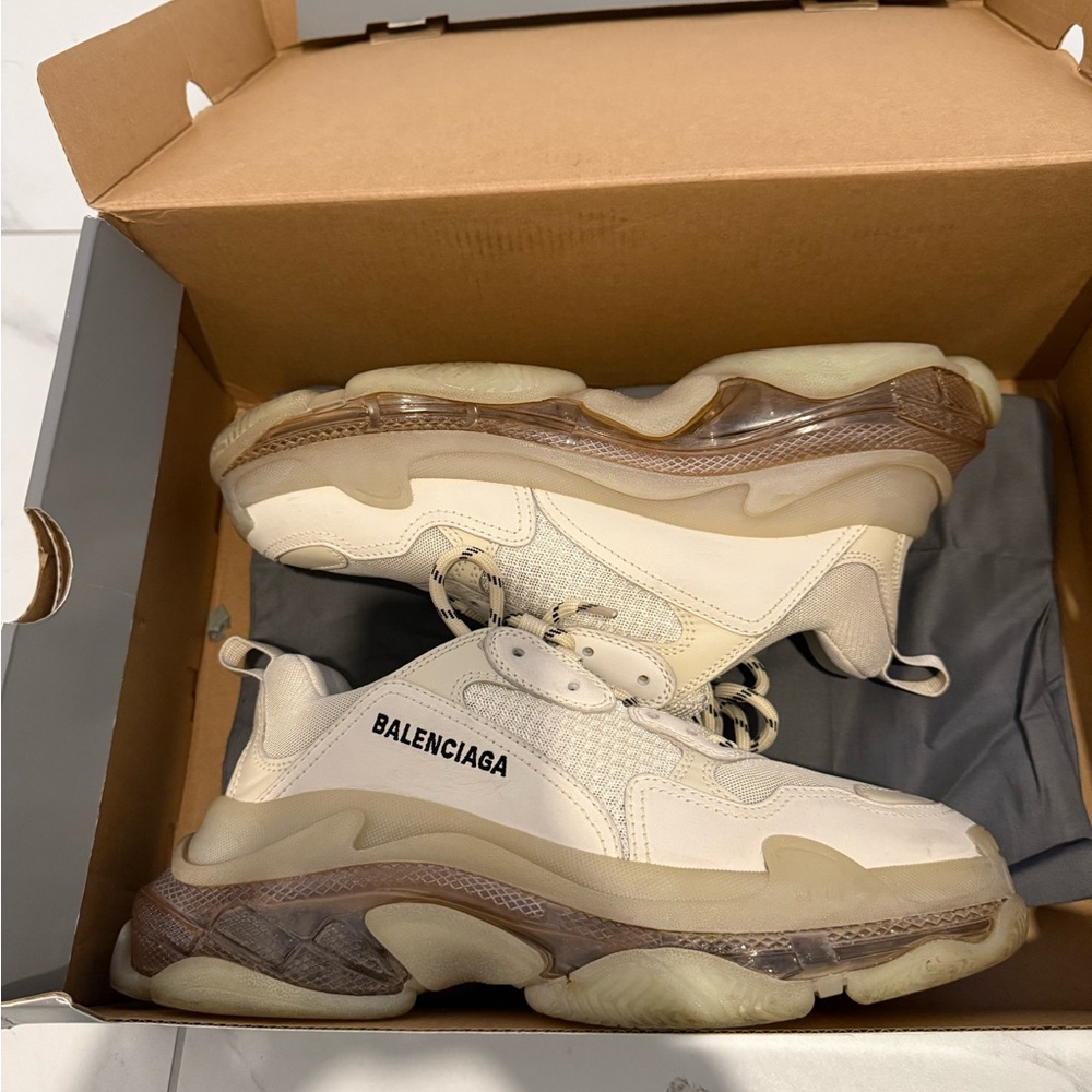 Balenciaga Cream Triple S Sneakers - Picture 5 of 8